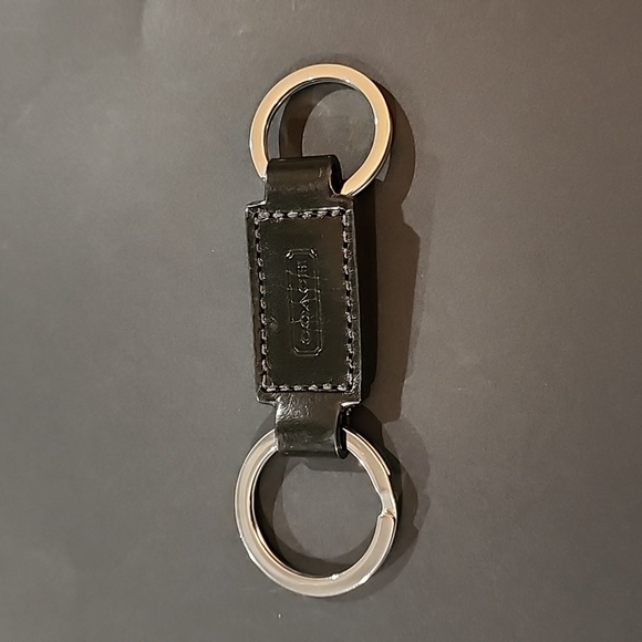 COACH Black Leather Valet Key Rings, Unisex - Picture 1 of 5